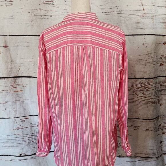 Boden Striped Linen Button Down Top Size 14L - Picture 3 of 6